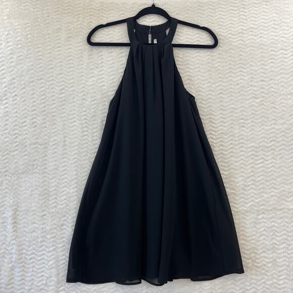 ASTR The Label Black Trapeze Chiffon High Neck Halter Party Mini Dress Women XS - Picture 4 of 13